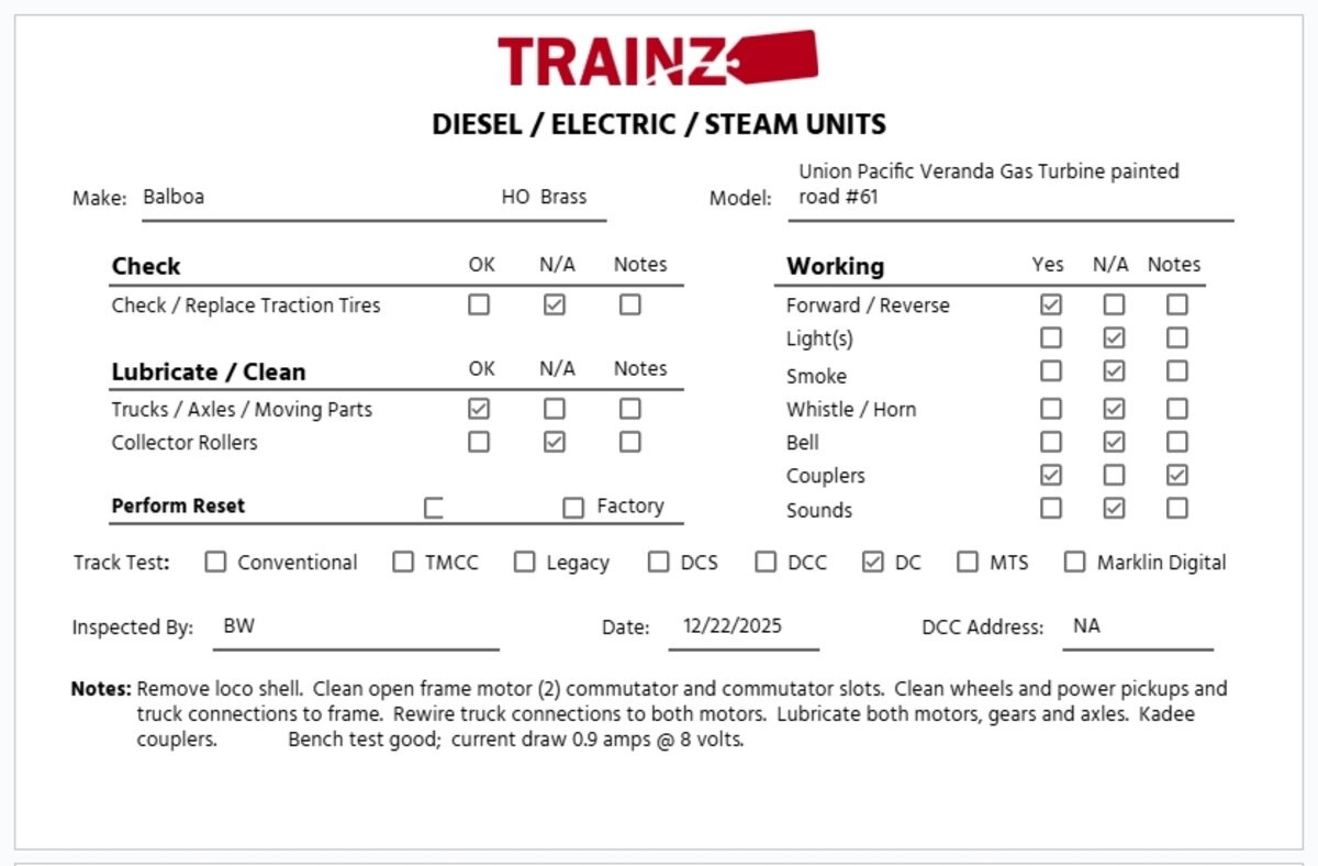 Balboa HO Brass Union Pacific Gas Turbine – Veranda Type EX/Box