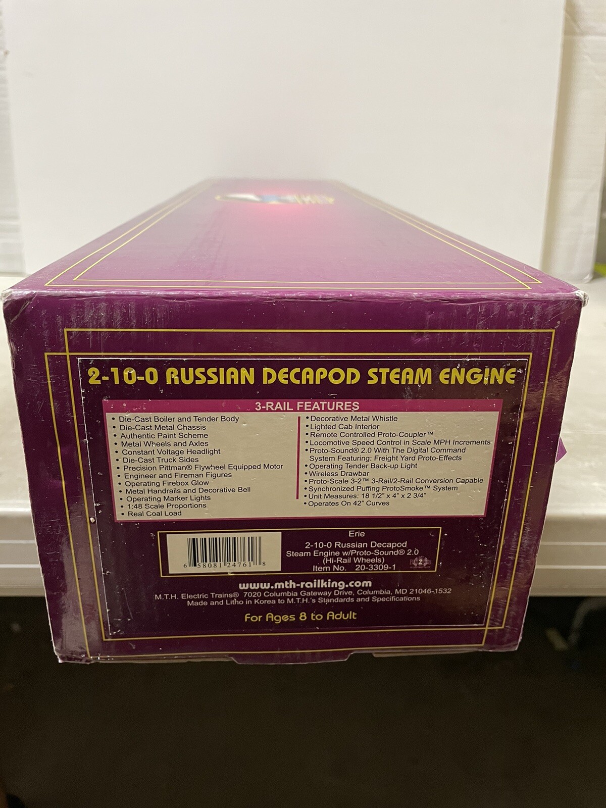 Mth Erie 2-10-0 Russian Decapod Steam #2428 Engine w/ Proto 20-3309-1