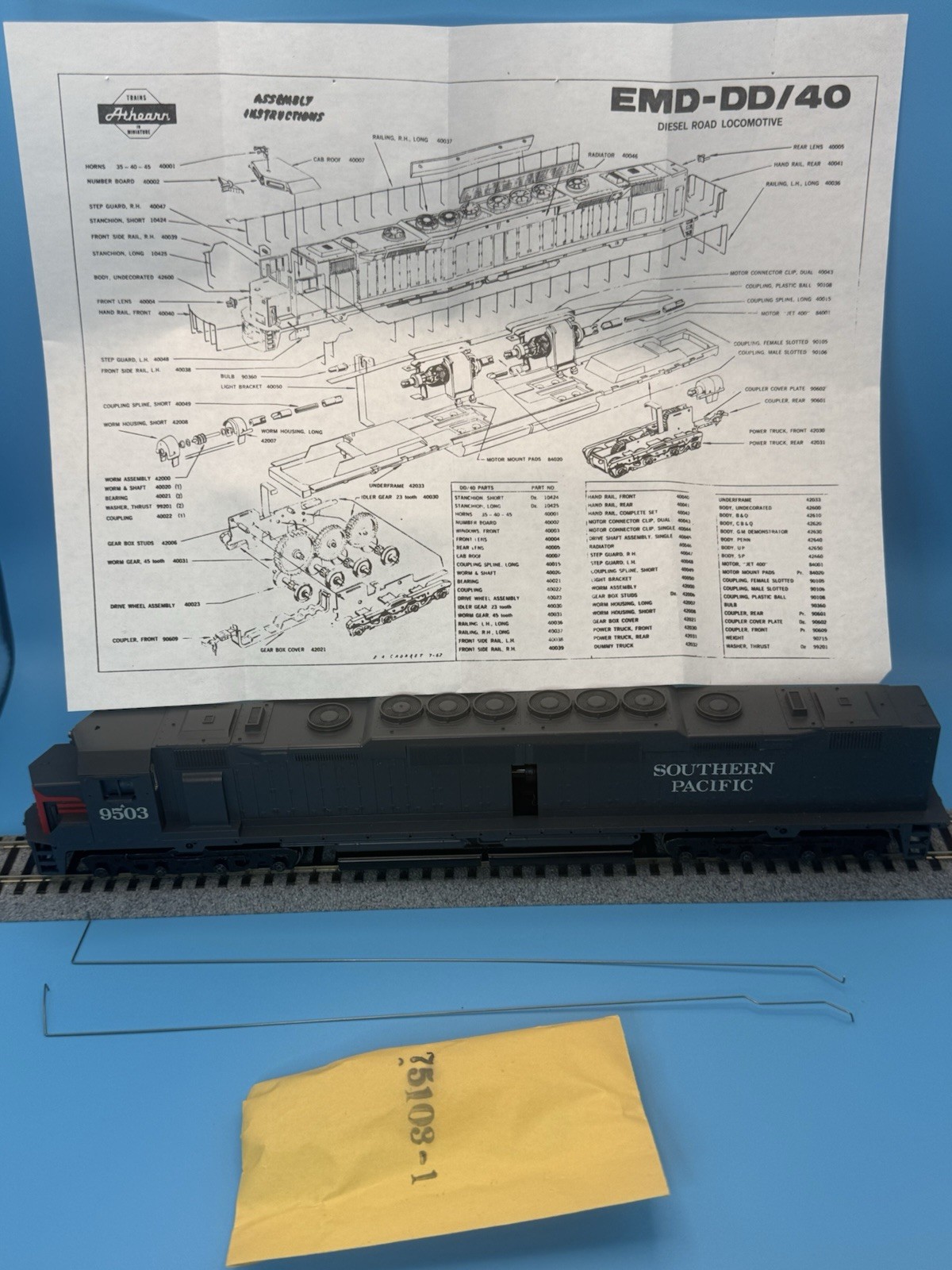 Athearn HO Southern Pacific DD40 Dual Motor 9503 New Old Stock Complete Box