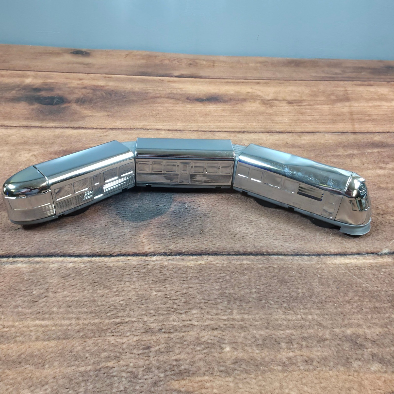Streamliner Three Car Wind-Up Train Kids OS Silver Good Tin Metal Art Deco