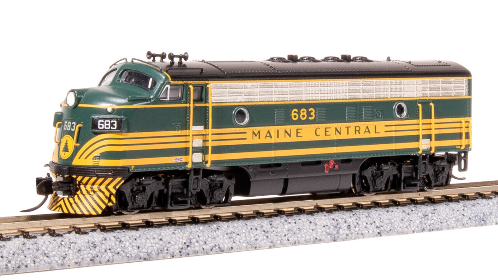 Broadway Limited 7734 N Scale MEC EMD F3A Green & Gold Diesel Locomotive #686