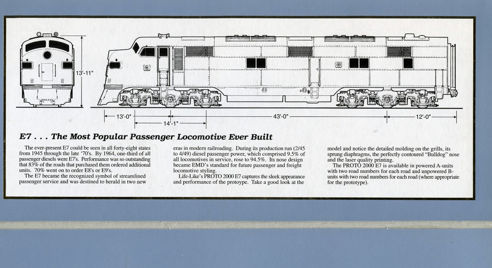 Proto 2000 EMD E7A (powered) and E7B (unpowered) – Undecorated – HO Scale