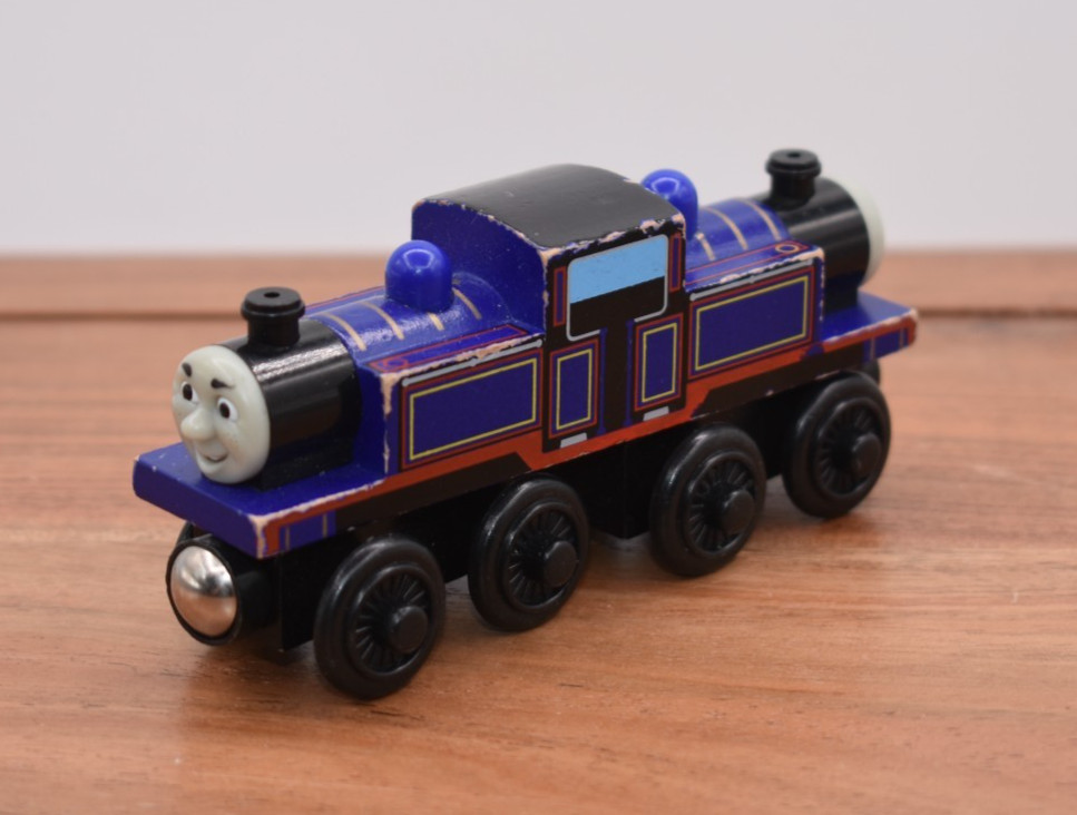 Thomas & Friends Wooden Railway Train MIGHTY MAC Double Face Engine 2007 Retired