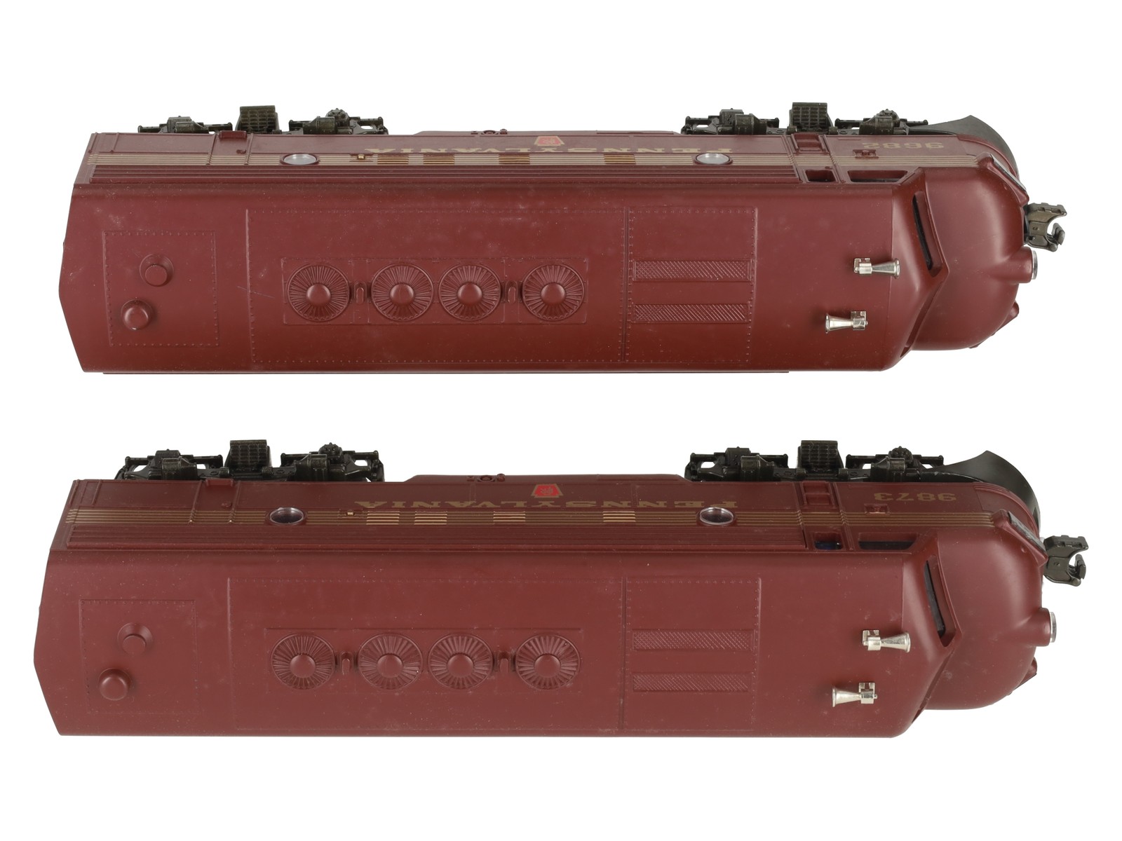 Williams 4305 O Pennsylvania F7 AA Tuscan Red Diesel Locomotives #9682/9873