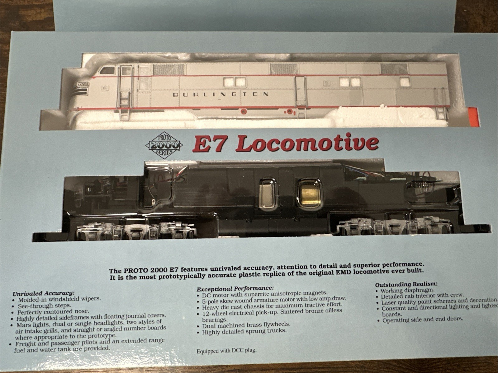 Proto 2000 HO Scale #21076 EMD E7A Locomotive – CB&Q #9920B w/Mars Light NOS!