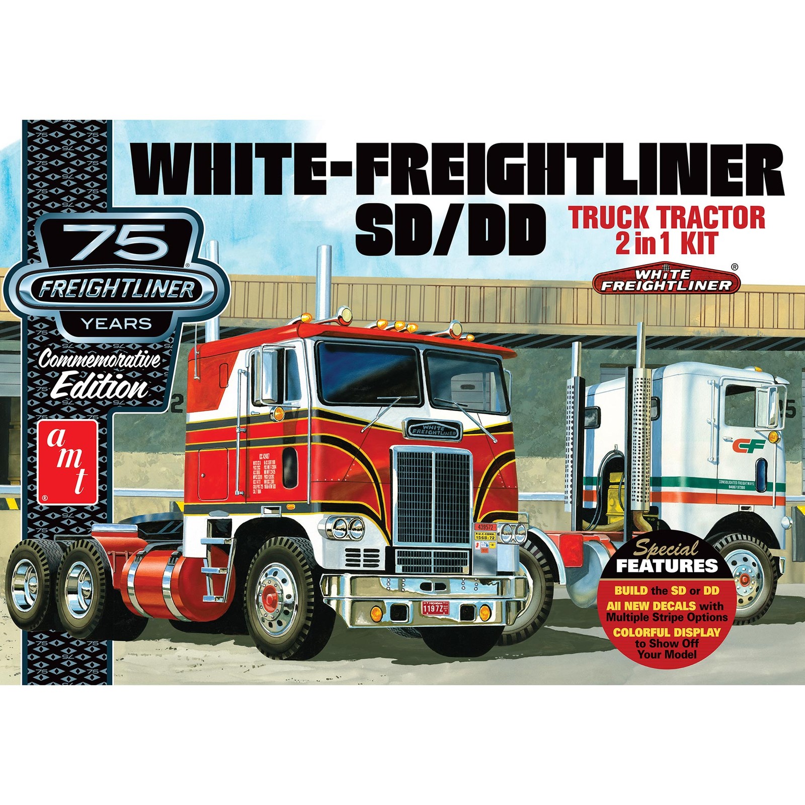 AMT 1/25 Freightliner 2-in-1 Single/Dual Tractor Wh AMT1046 Plastics Car/Truck