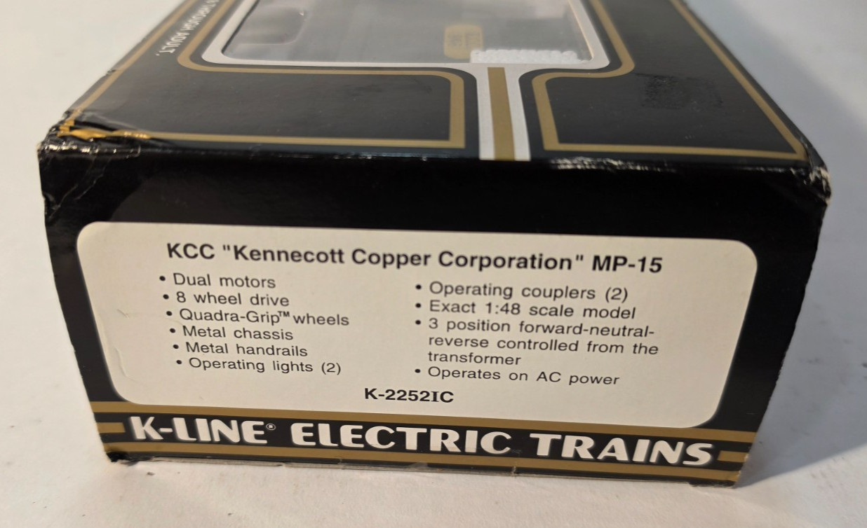 Brand New K-Line KCC Kennecott Copper MP-15 Diesel Engine K-22521C O/O27 Gauge