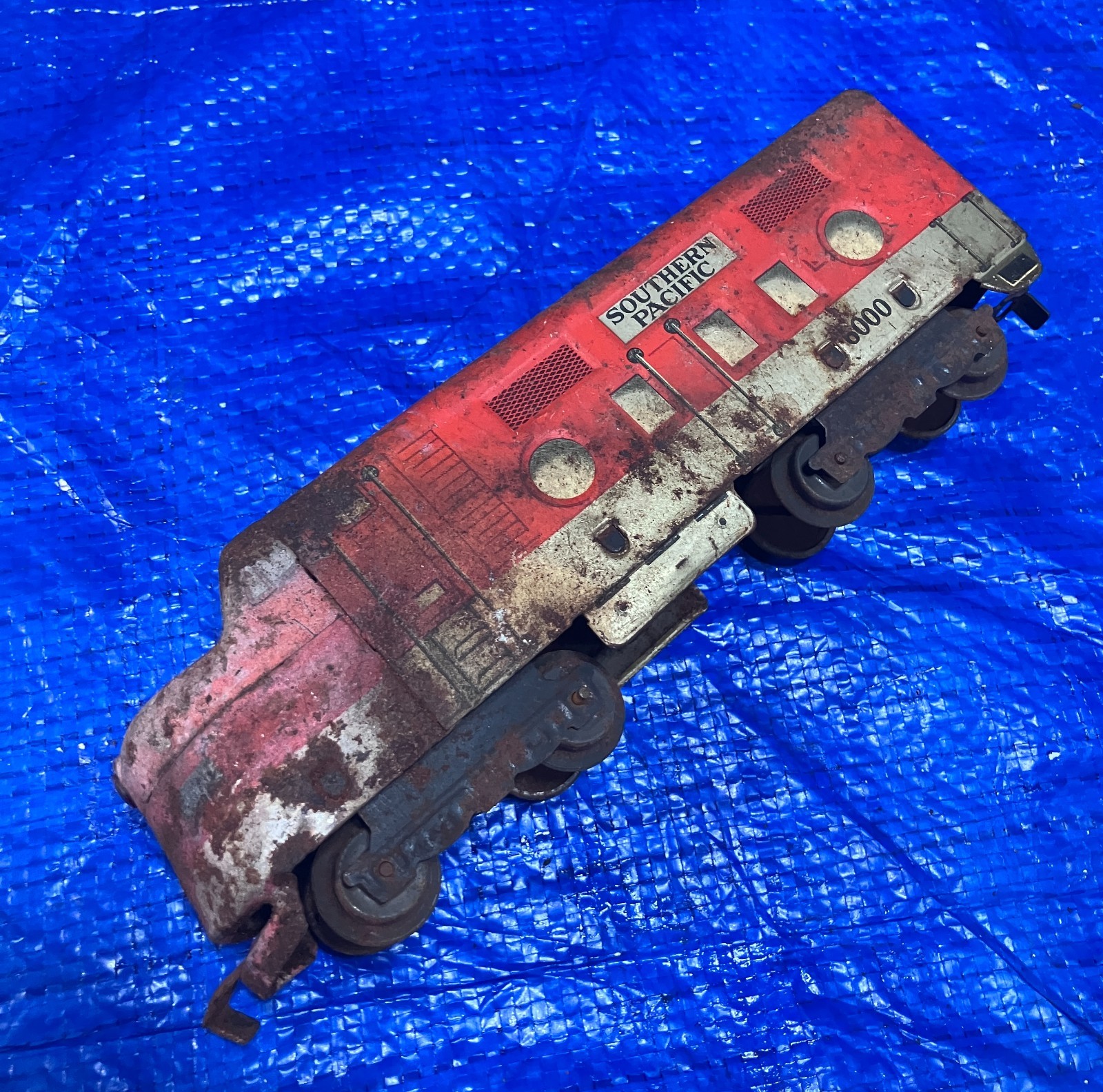 Marx Southern Pacific 6000 Diesel Locomotive O Gauge Orange Silver Tin Vintage