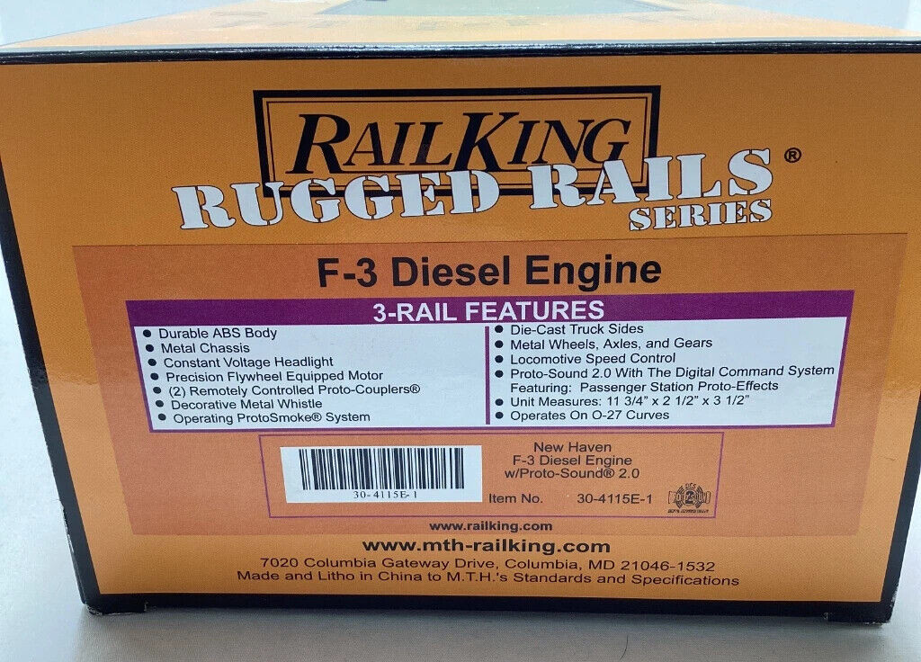 Rail King F3 MTH O-27 Diesel Rugged Rails Set F3 New Haven R-T-R 30-4115-1 Read