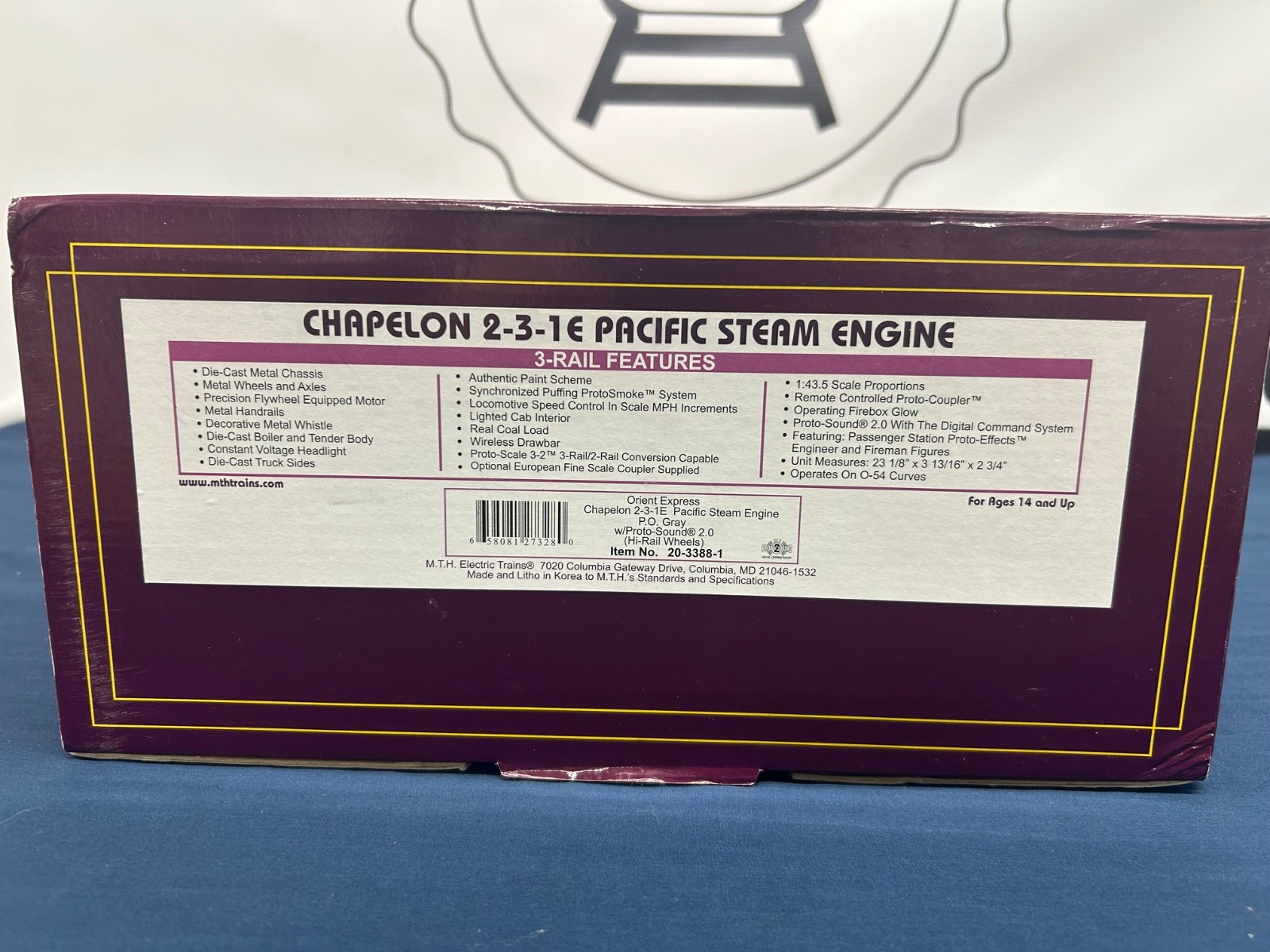 Mth Orient Express Chapelon Gray 2-3-1E Pacific Steam Engine w/Proto 2 20-3388-1