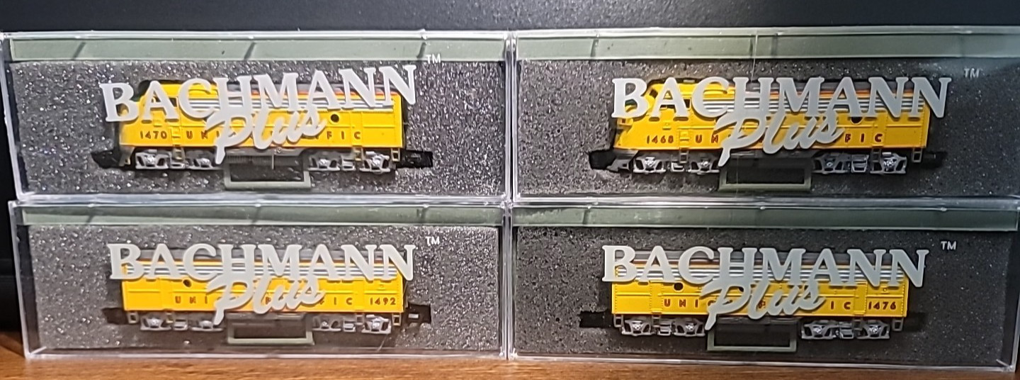 BACHMANN PLUS EMD F7 A-B-B-A UNIONPACIFIC ROAD# 1470, 1476B, 1492B, 1468 powered