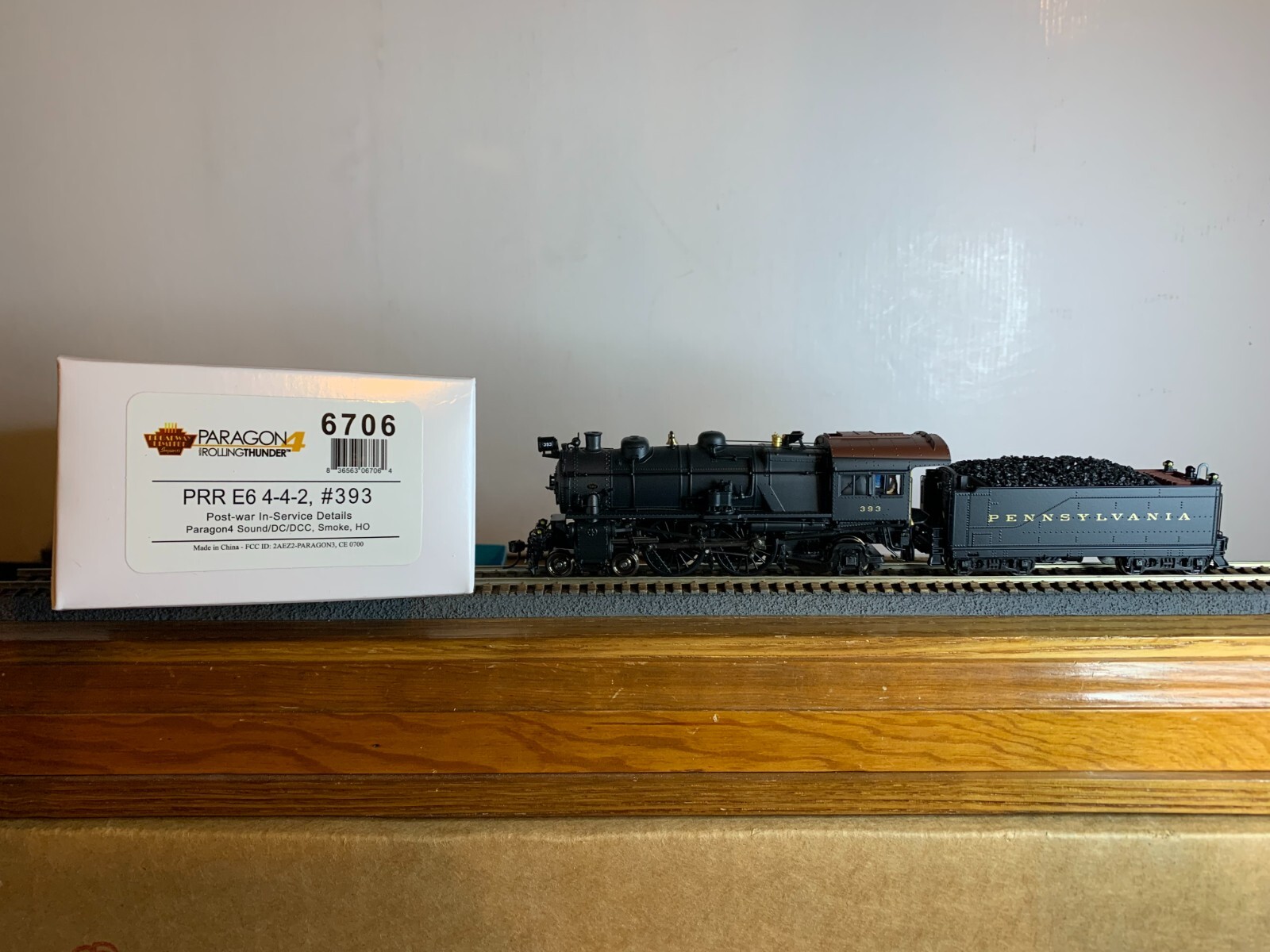 B.L.I. #6706 P.R.R. E-6 4-4-2 Steam Loco #393 Post War w/DCC & Sound H.O. 1:87