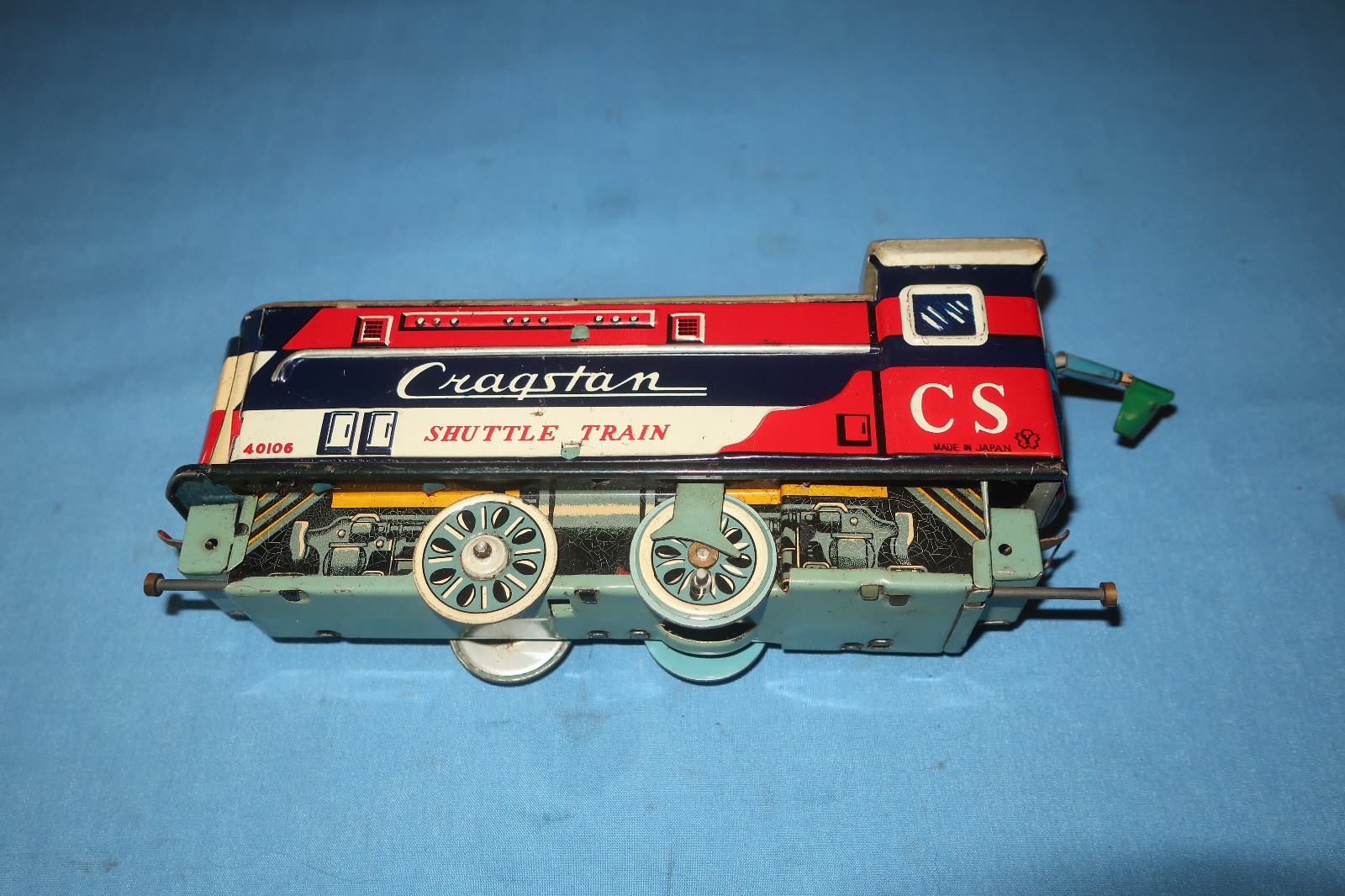 Cragstan Tin Litho Battery Operated Shuttle Train. Made Japan