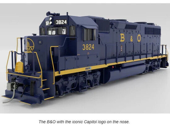 Rapido ~ HO Scale EMD GP38 Low Nose Sound and DCC Baltimore & Ohio #3824 ~ 38507