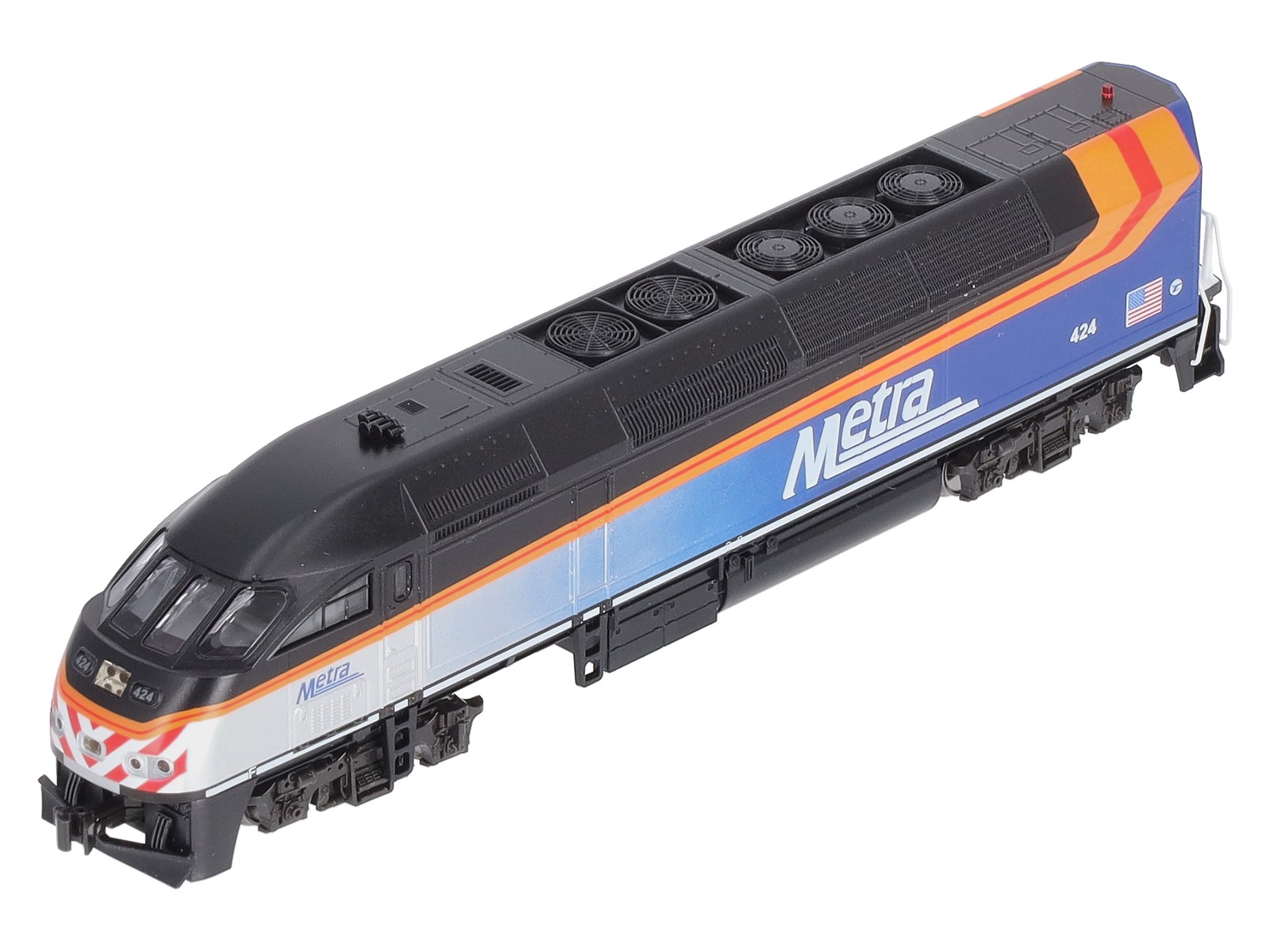 Kato 176-6124-DCC N Chicago Metra Black Roof MP36PH Diesel Locomotive w/DCC #424