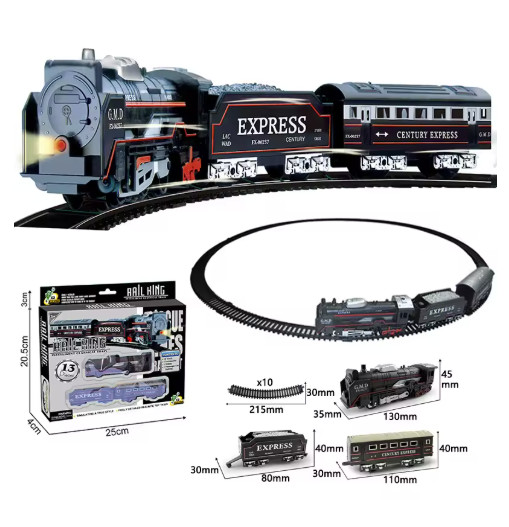 Retro Electric Steam Train Set Railway Track Model Toy Gift