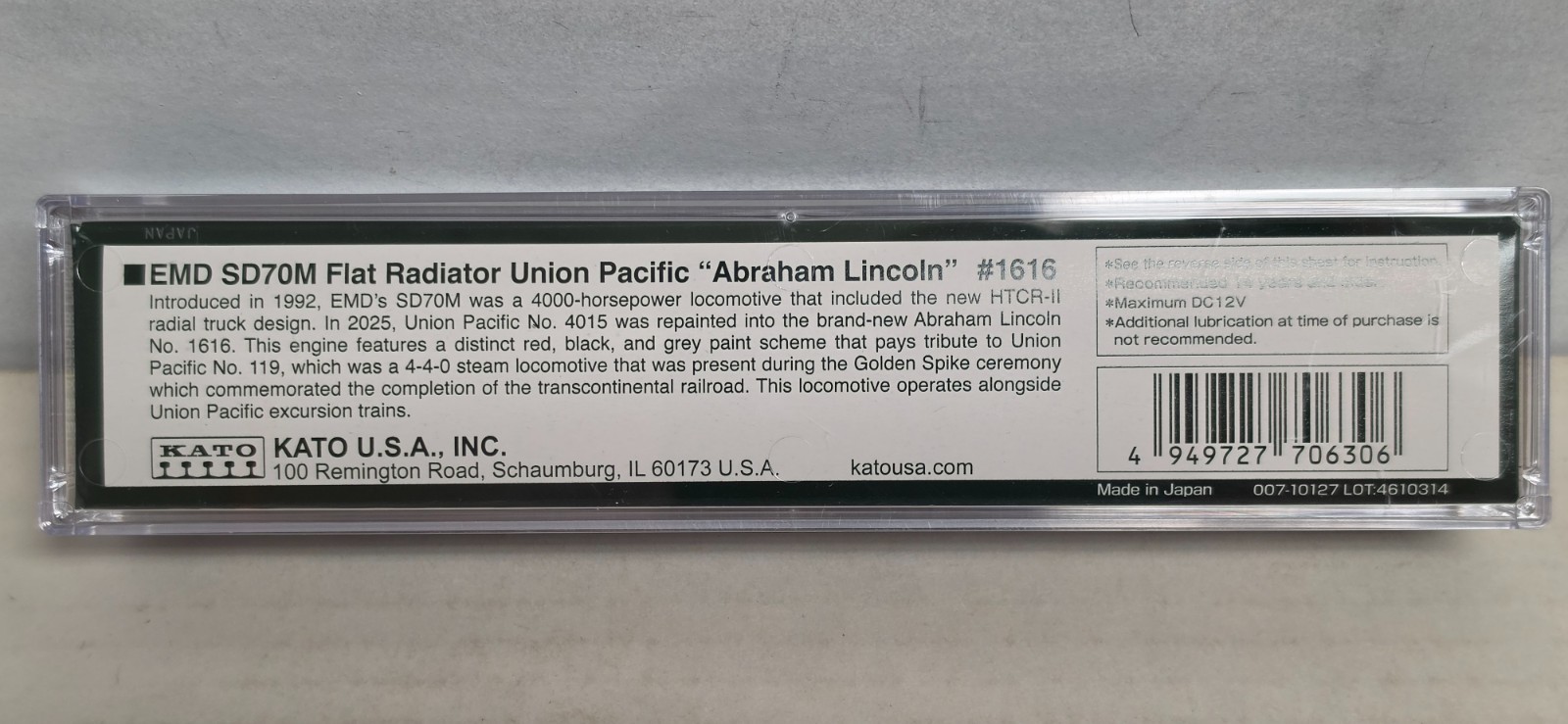 KATO 1761616 N Scale EMD SD70M Union Pacific Abraham Lincoln 1616 176-1616 DC