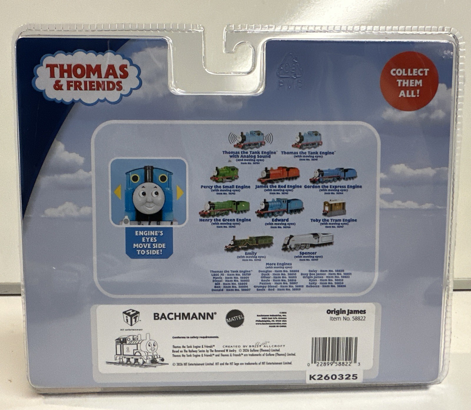 Bachmann HO Scale Thomas & Friends Origin James Engine W/ Moving Eyes #58822