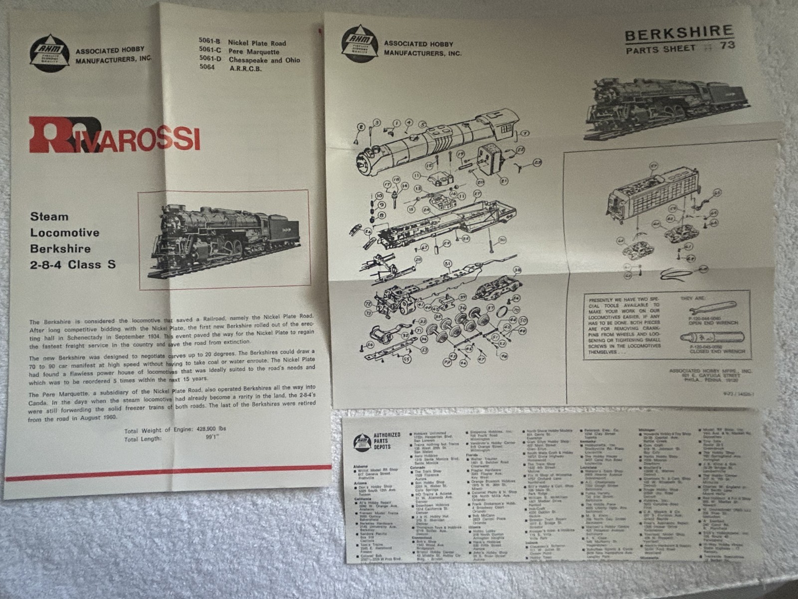 Vintage HO Scale AHM Rivarossi 2-8-4 Steam – Pere Marquette #1222 Box/paperwork