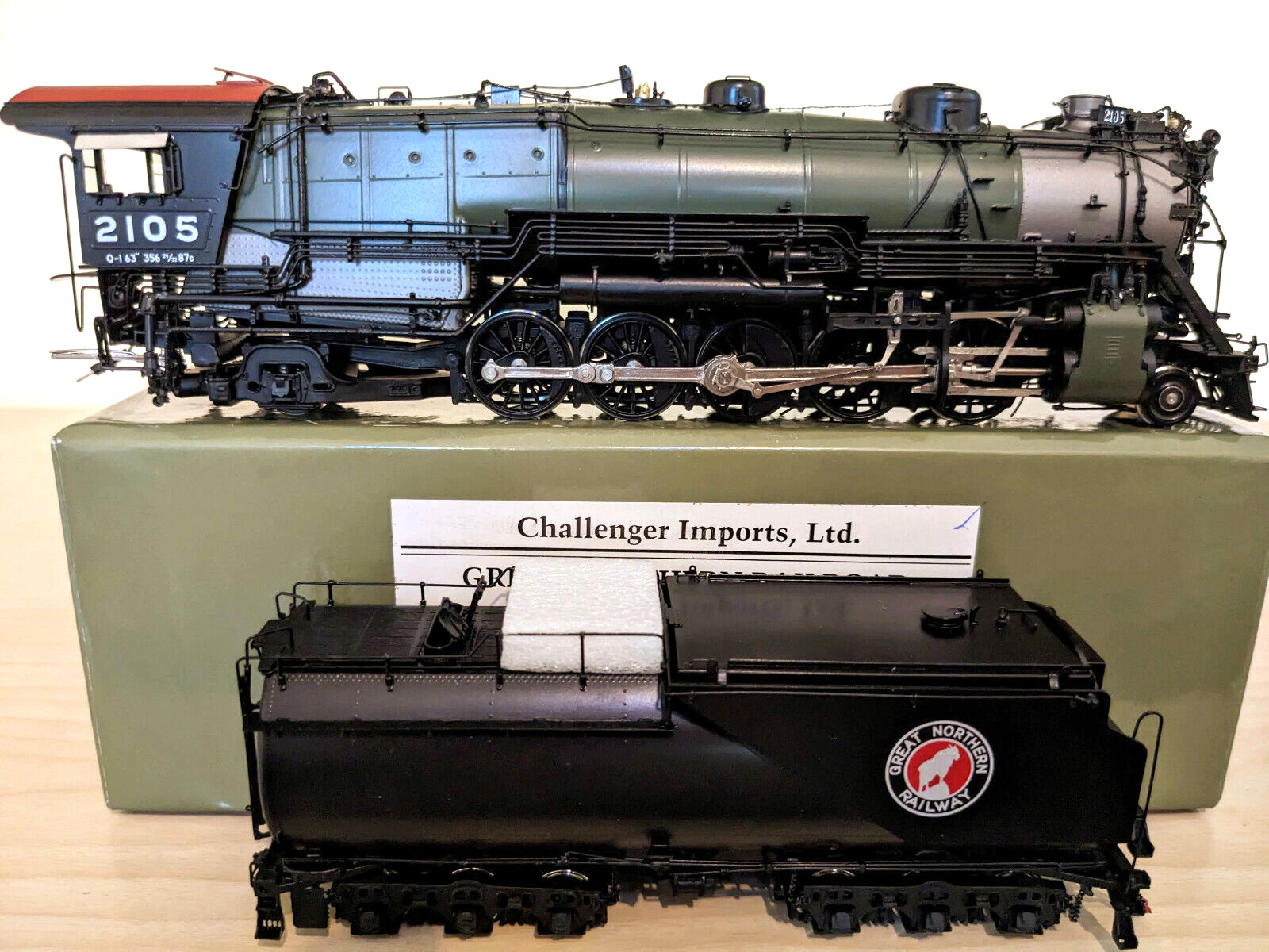 RARE! *CHALLENGER BRASS GN CLASS Q-1 2-10-2 HO *GLACIER PARK *LAMPS *RUNS GREAT!
