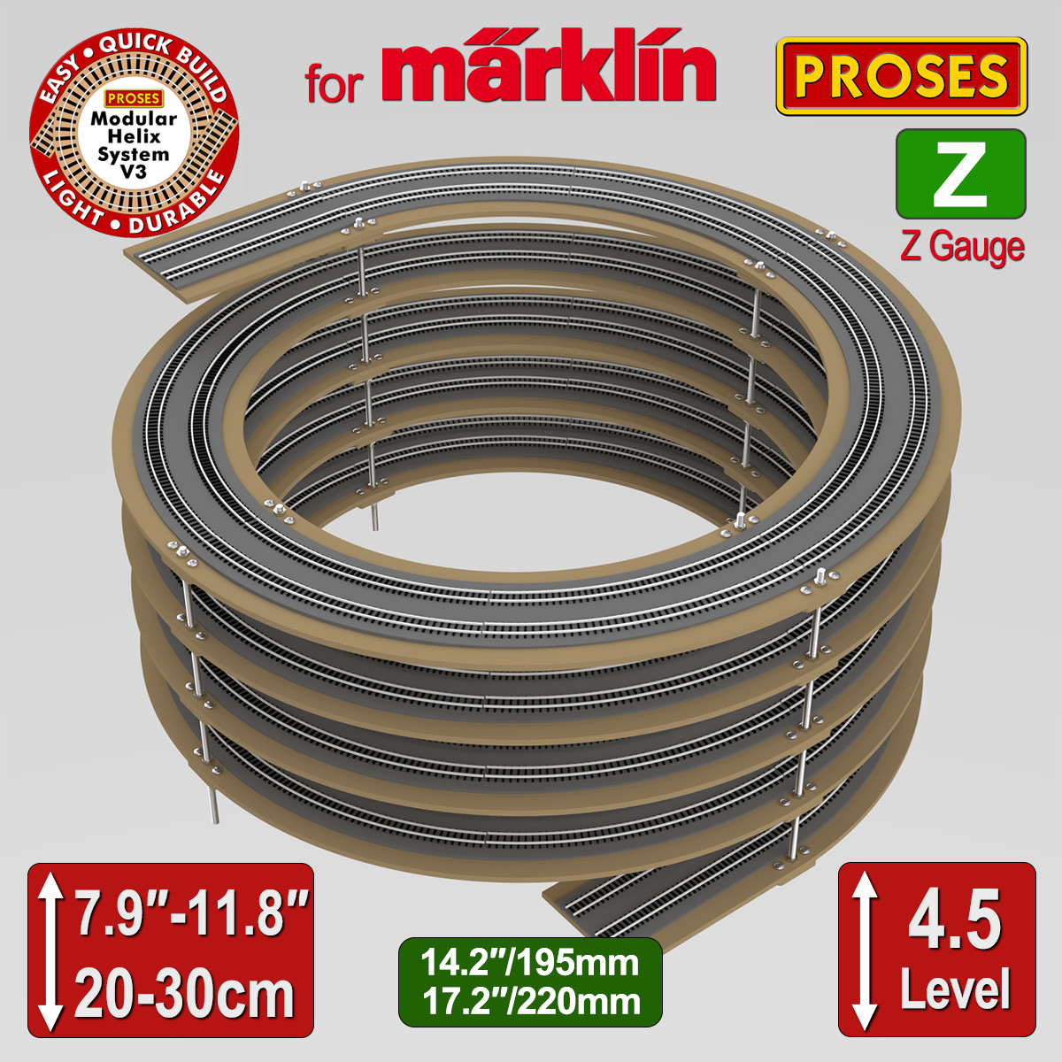 Z Scale / Gauge Model Train Helix for Marklin Z and all Flexible Tracks