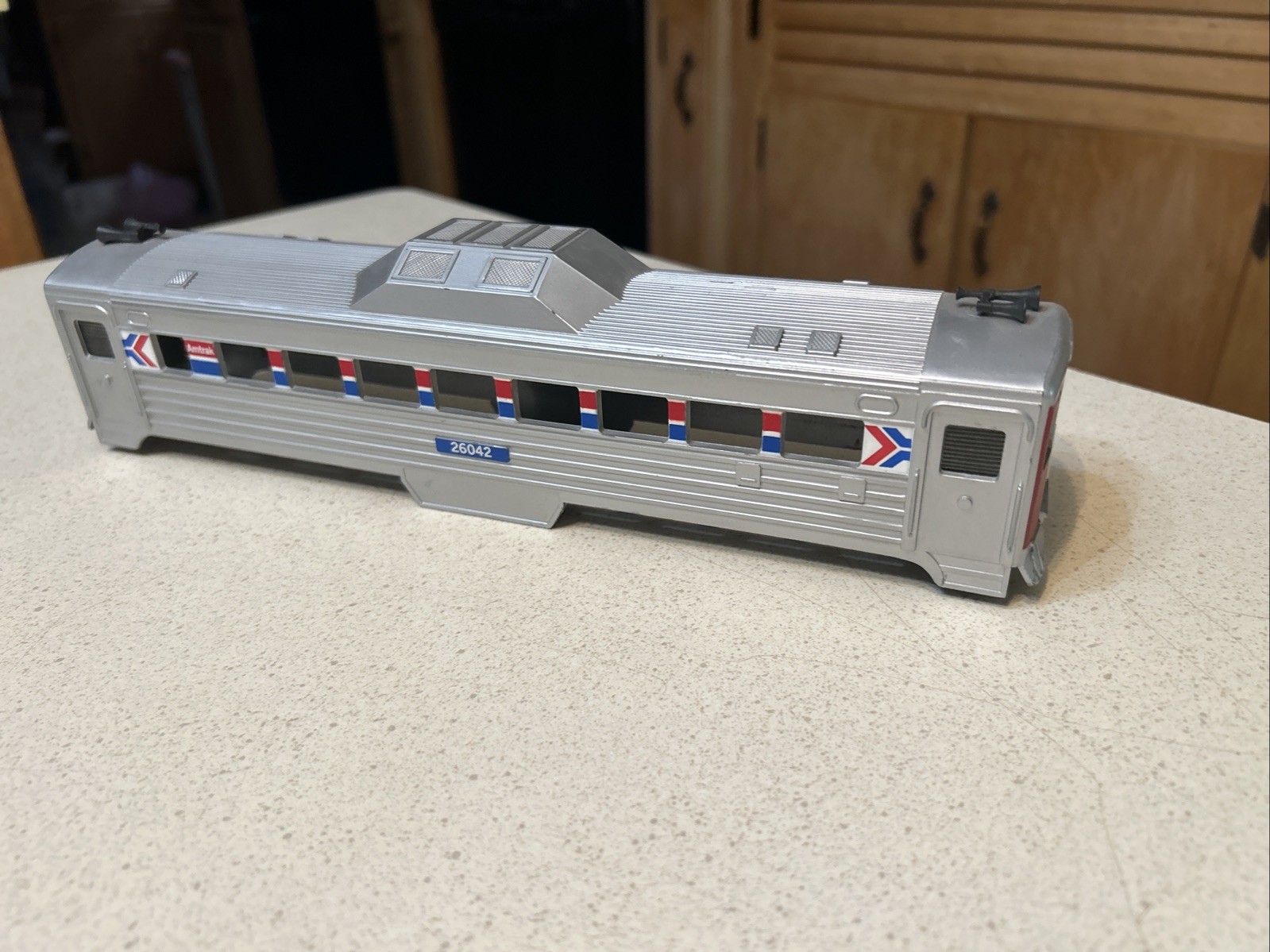 K Line Amtrak RDC # 26042 Silver Red White Blue O 27 Plastic Body Only Nice