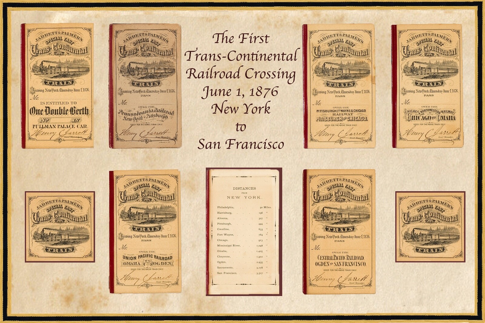 First Trans-Continental Railroad Crossing June 1, 1876 Poster 16×20