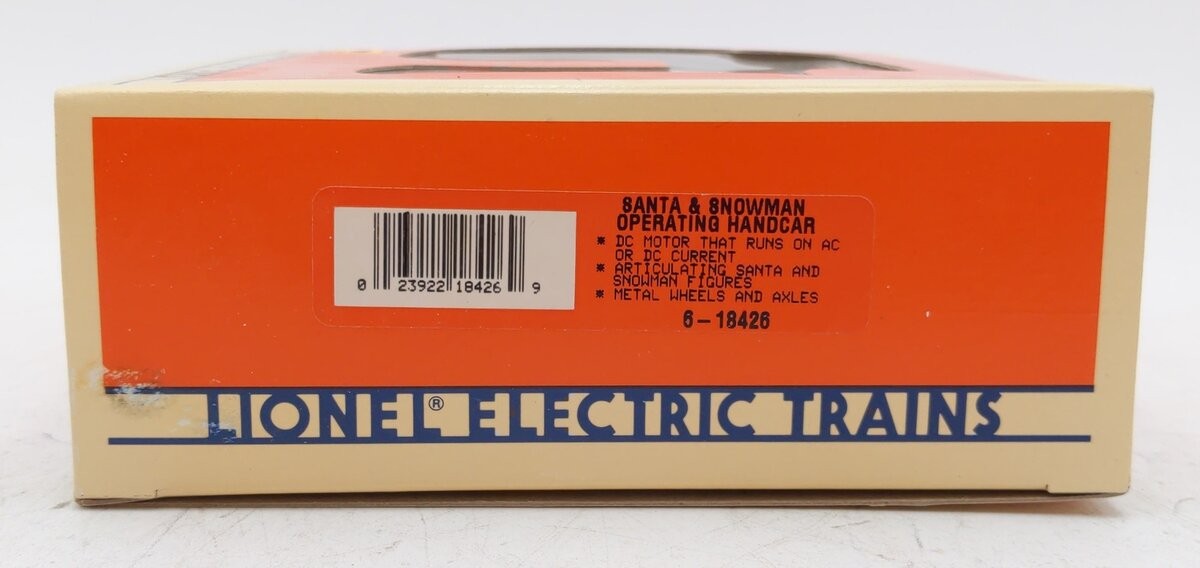 Lionel 6-18426 O Gauge Santa and Snowman Operating Handcar NIB