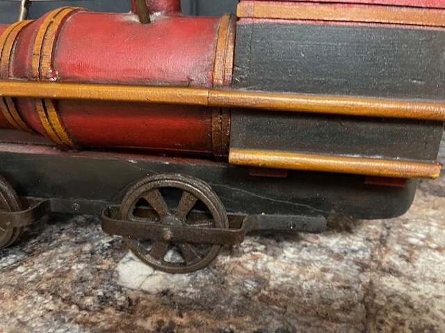 Vintage Wood & Cast Iron Train Leonardo Luna 26” Long 13” T Heavy