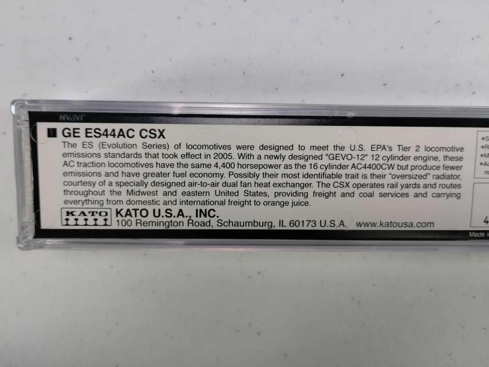 KATO 176-8929GE ES44AC CSX #721 N-Scale DCC w/Lights – No Sound