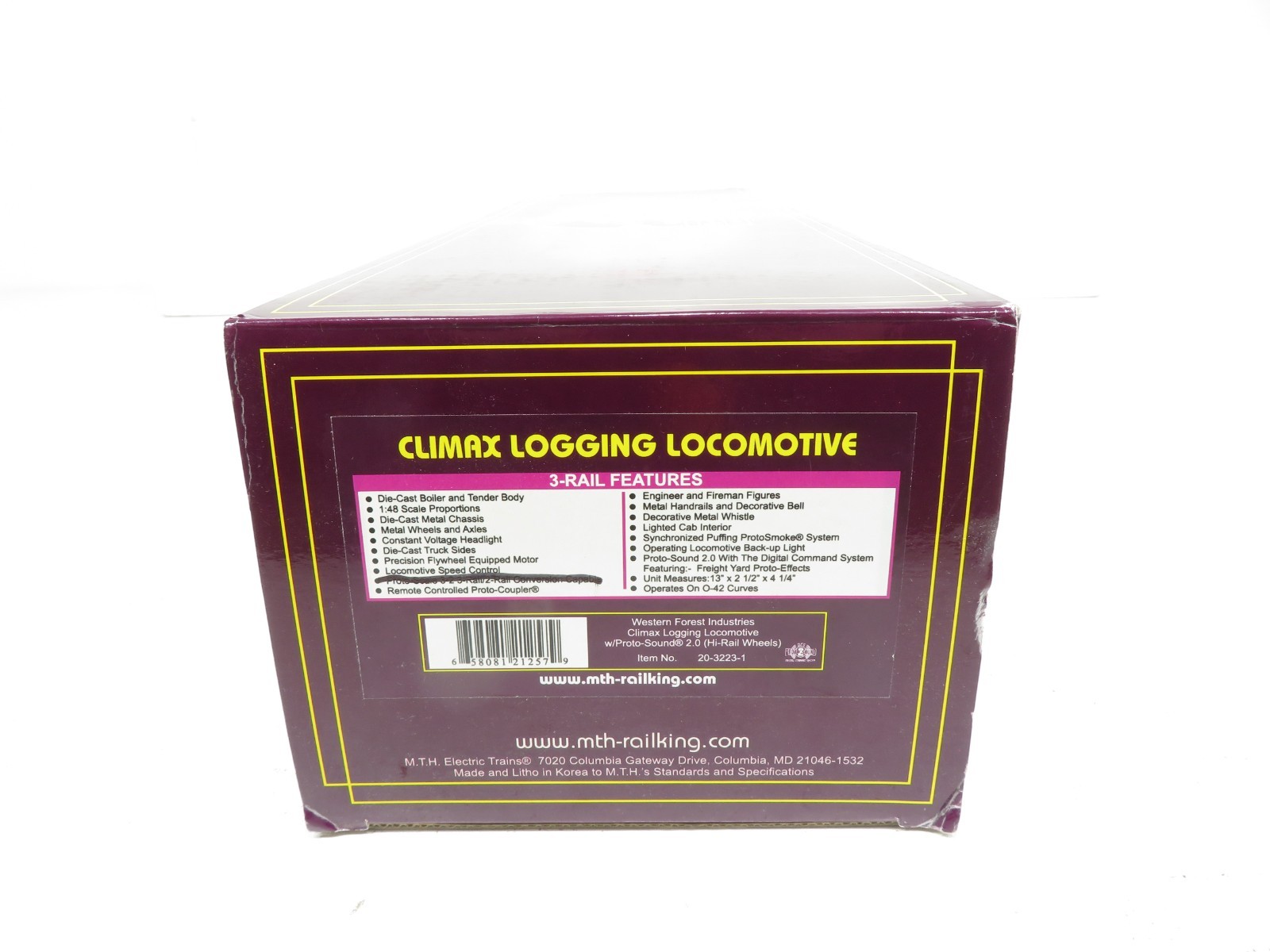 MTH 20-3223-1 Western Forest Industries Climax Logging Loco w/Proto 2.0 LN