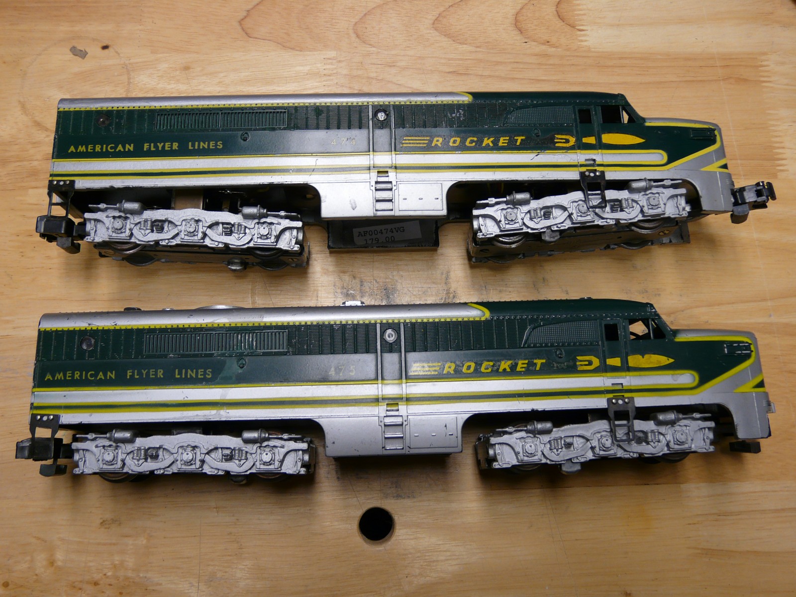 S GAUGE AMERICAN FLYER #474-475 ROCKET PASSENGER SET FOUR CARS A1A