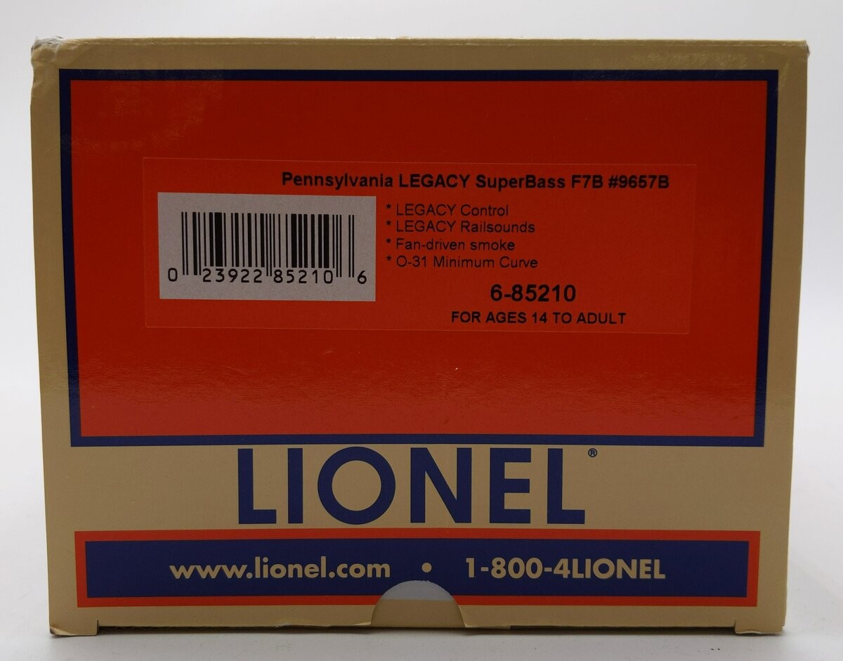 Lionel 6-85210 O Gauge Pennsylvania Legacy F3 B-Unit Diesel Locomotive #9657B EX
