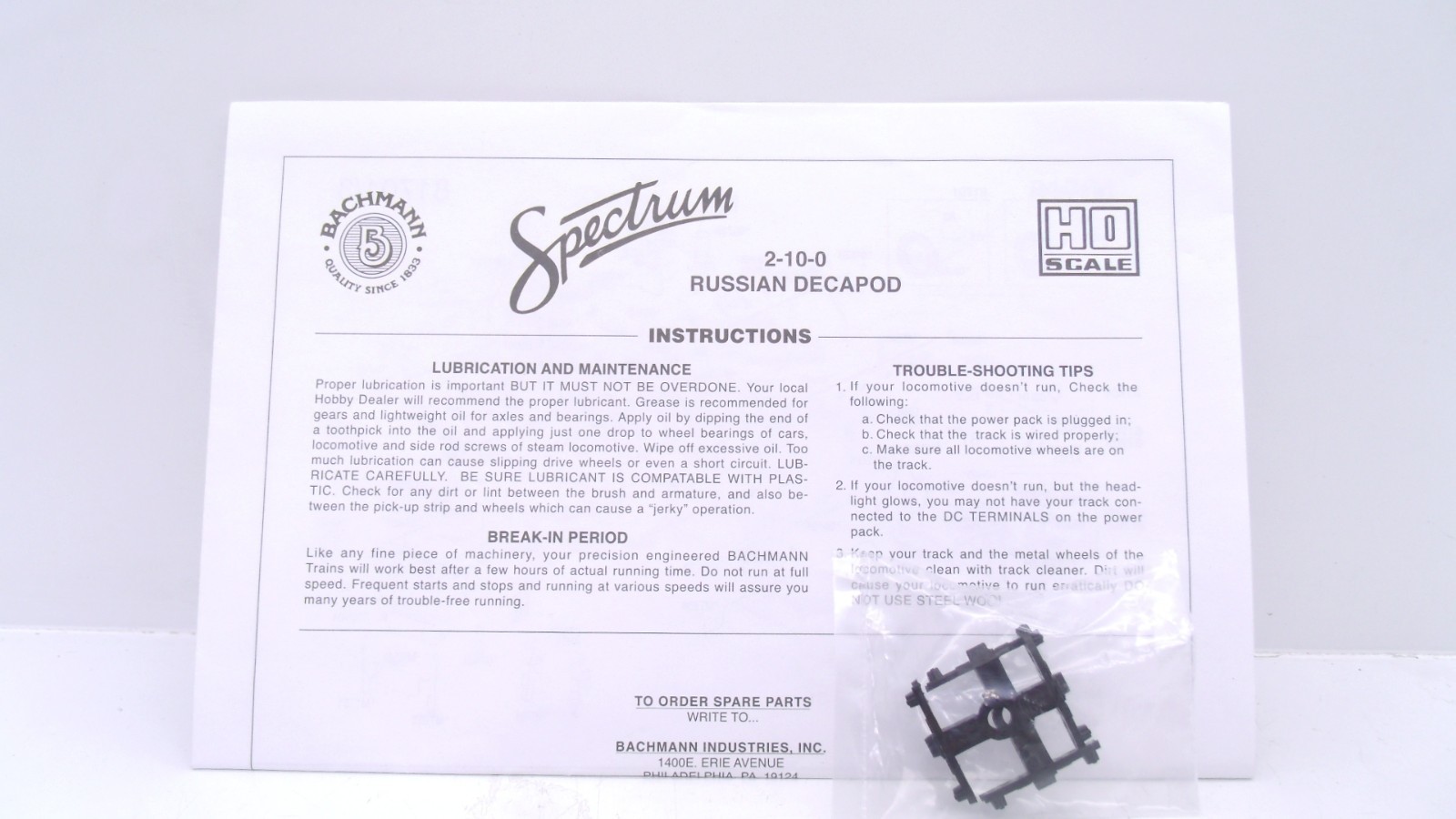 Bachmann Spectrum HO 2-10-0 Russian Decapod Steam Locomotive Manual Only Trucks