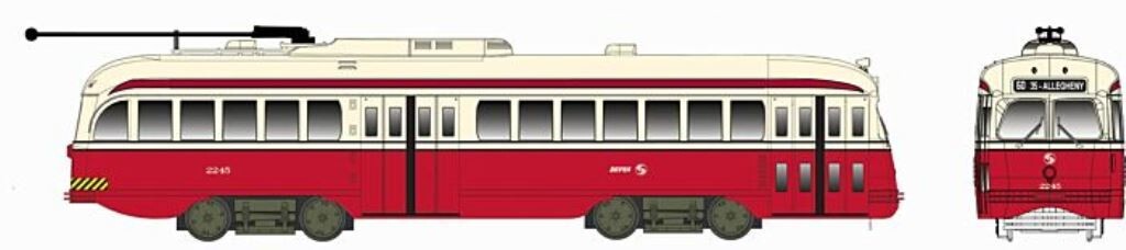 Bowser HO Scale, PCC Car, Philadelphia (SEPTA) Car #2245 TTC Red Scheme.