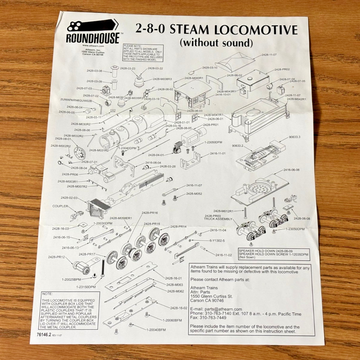 ROUNDHOUSE 2-8-0 STEAM ENGINE SANTE FE #772 w/DCC Brand New- Sound Added