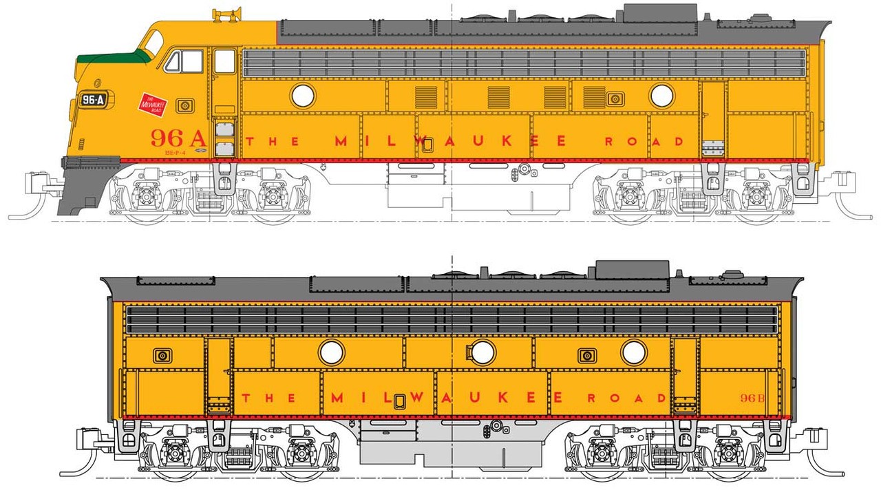 Kato N EMD FP7A+B Milwaukee Road MILW #96A DC LED 1060432