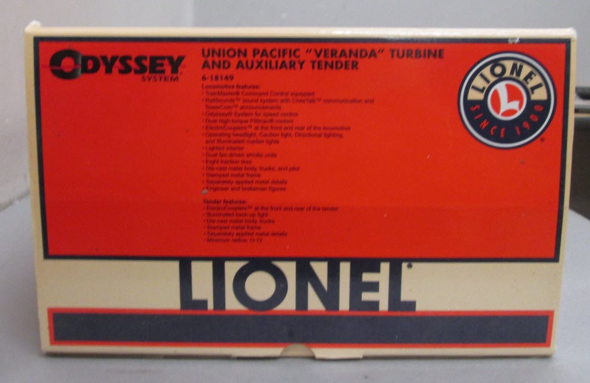 Lionel 6-18149 O Gauge Union Pacific Veranda Gas Turbine & Tender #73 w/ TMCC LN