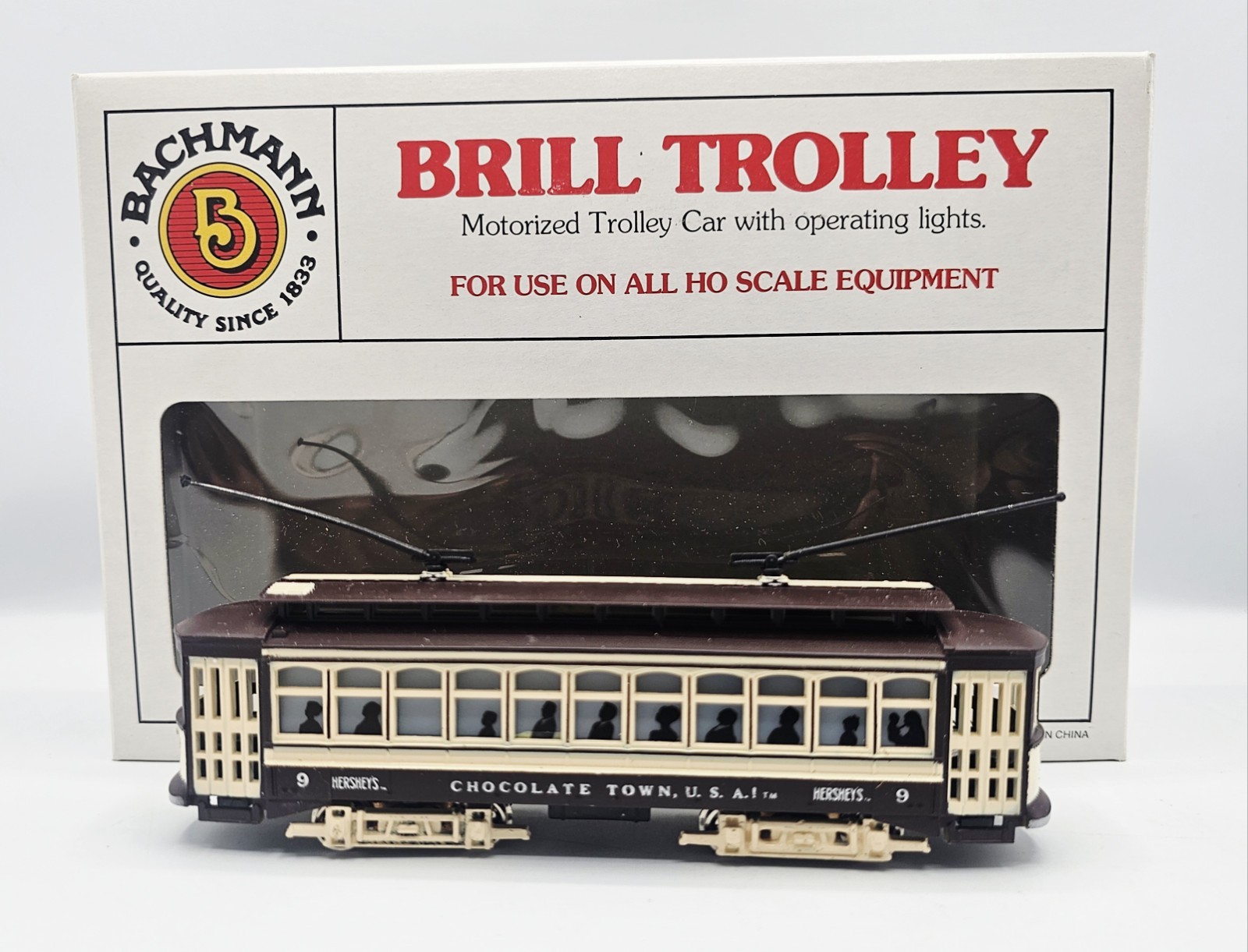 Bachmann 61039 HERSHEY BRILL TROLLEY #9 HO Scale MOTORIZED OPERATING LIGHTS/ NEW