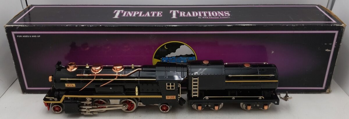 MTH 10-3002-1 O Gauge Tinplate 260E Steam Locomotive & Tender w/PS1 EX/Box