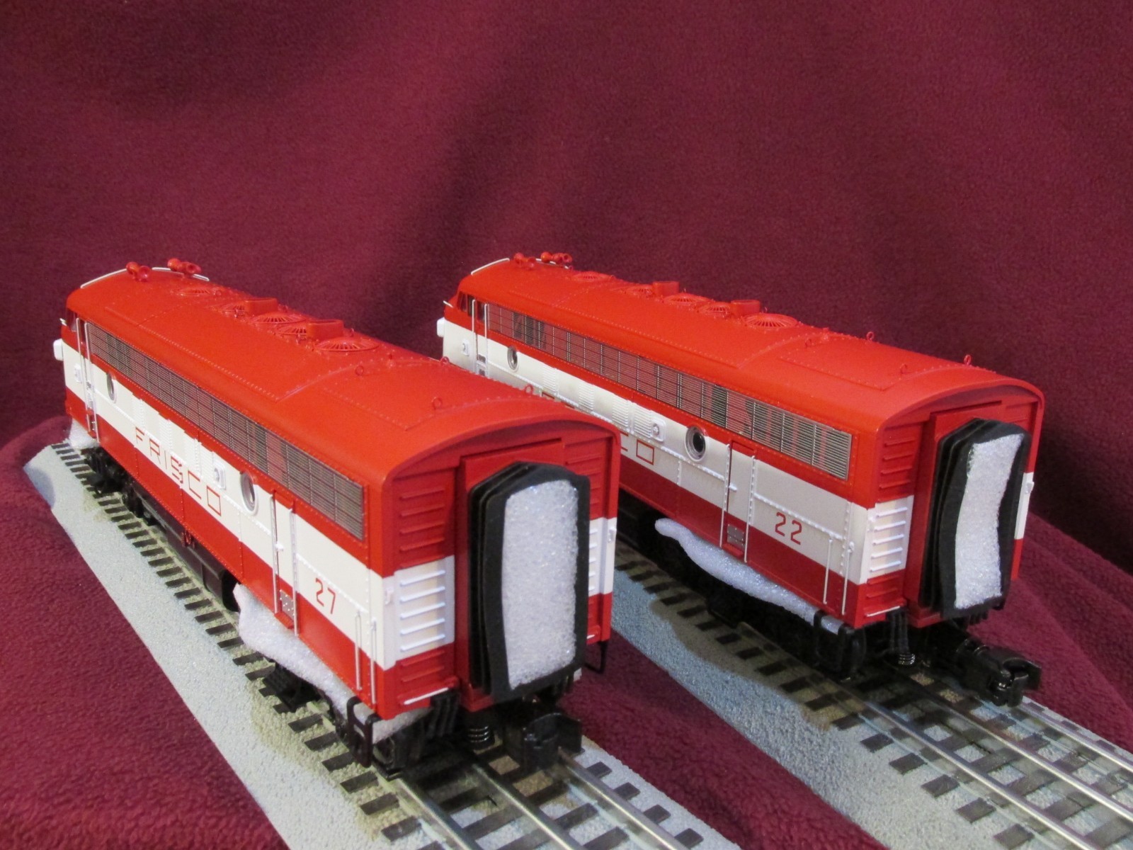 MTH SET 20-21805-1 & 20-21806-4 FRISCO F-7 AA POWERED PS3 & NON POWERED HI-RAIL