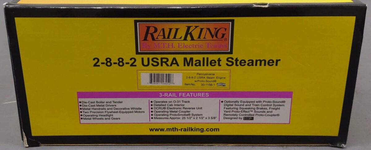 MTH 30-1156-1 O Pennsylvania 2-8-8-2 USRA Mallet Steam & Tender #373 w/PS1 EX