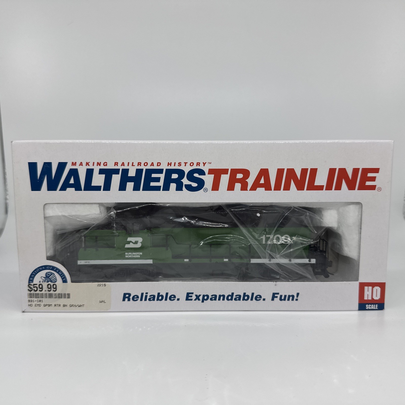 Walthers Trainline 931-101 HO Scale EMD GP9M Burlington Northern #1709 NIB