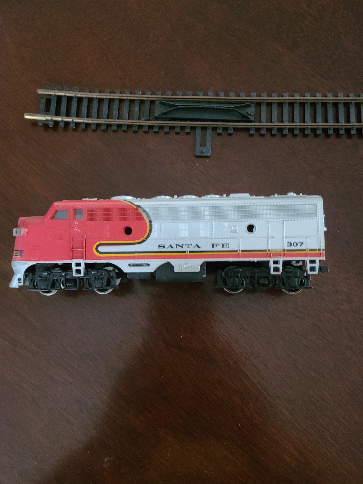 Vintage Model Train Car, Santa Fe Locomotive Dummy Engine, 7-inch, 18 mm track