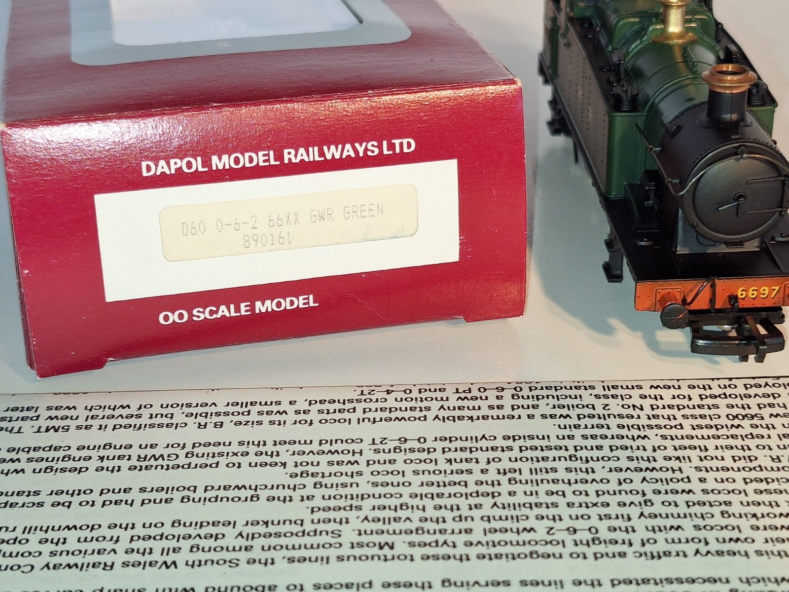 Dapol D60 GWR Tank Loco. New Old Stock. Mint Cond. 2 Rail DC Boxed. OO Scale