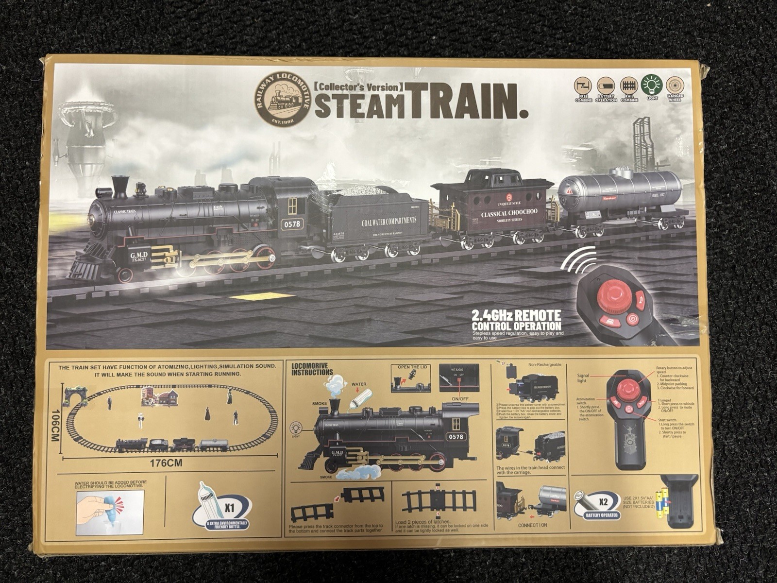 Railway Locomotive Collector’s Version Steam Train Set Hot BEE Remote Control