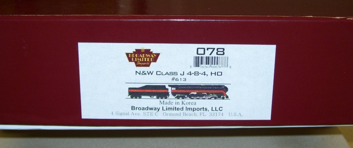 Broadway Limited HO N&W Class J 4-8-4 Locomotive #613, DCC/DC with Sound, LNIB