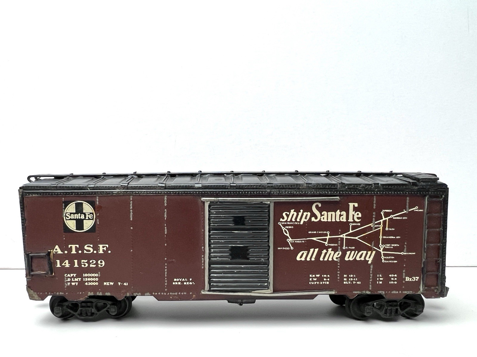 Santa Fe HO Scale Boxcar / A.T.S.F. #141529 / The Grand Canyon Line Metal & Wood