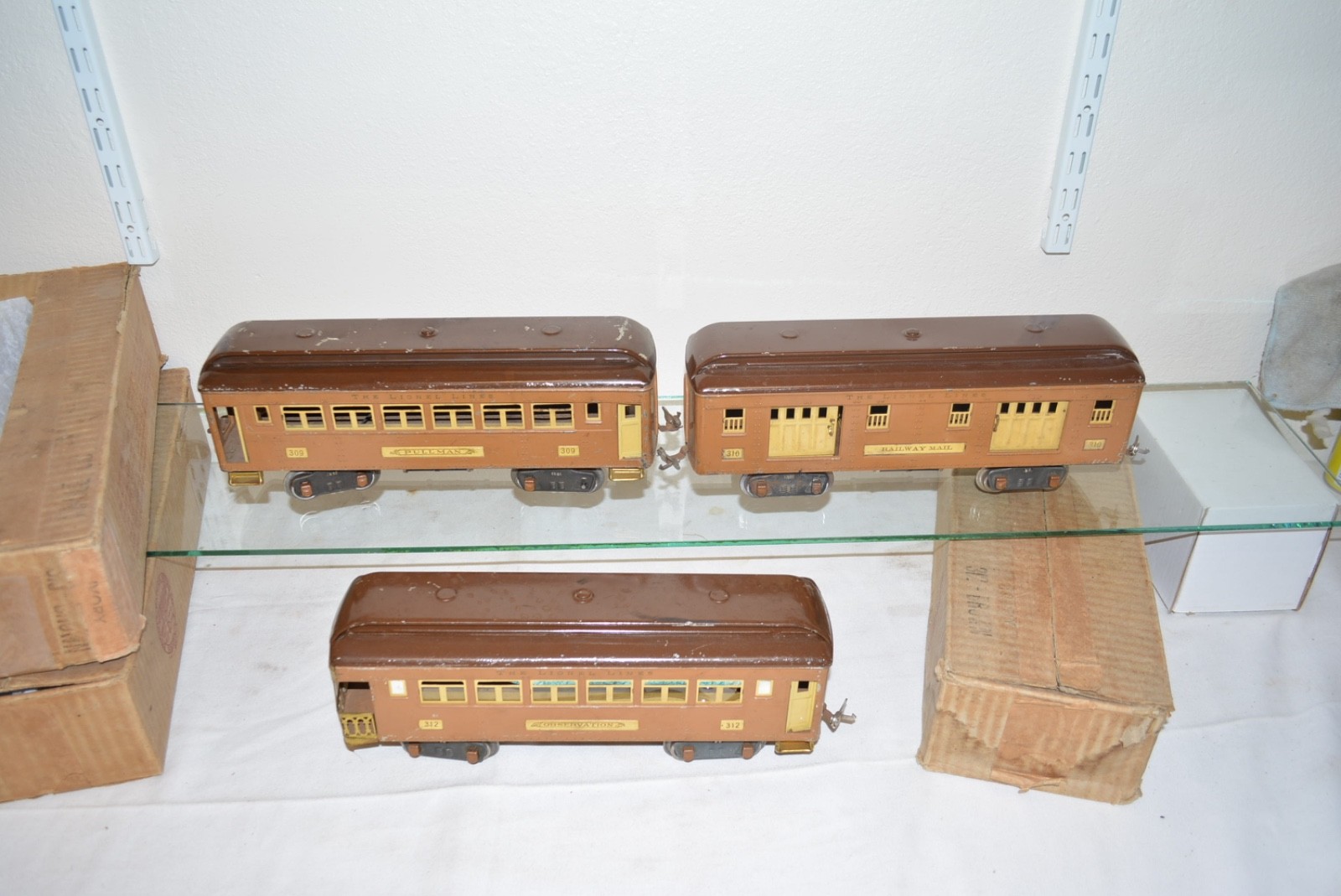 Lionel Prewar Standard Gauge, 309, 310, 312 Baby State Set Cars, Boxes, BCH