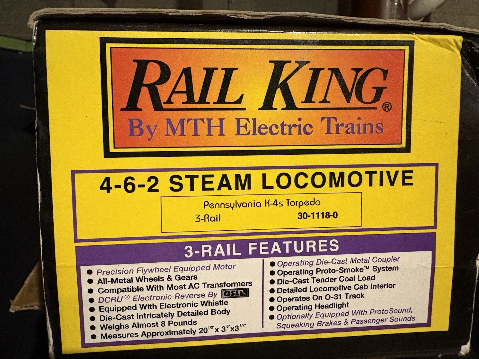 MTH Railking 30-1118-1 PRR 4-6-2 K-4s Torpedo 3768, Die-Cast, PS3.0 Upgrade! O31